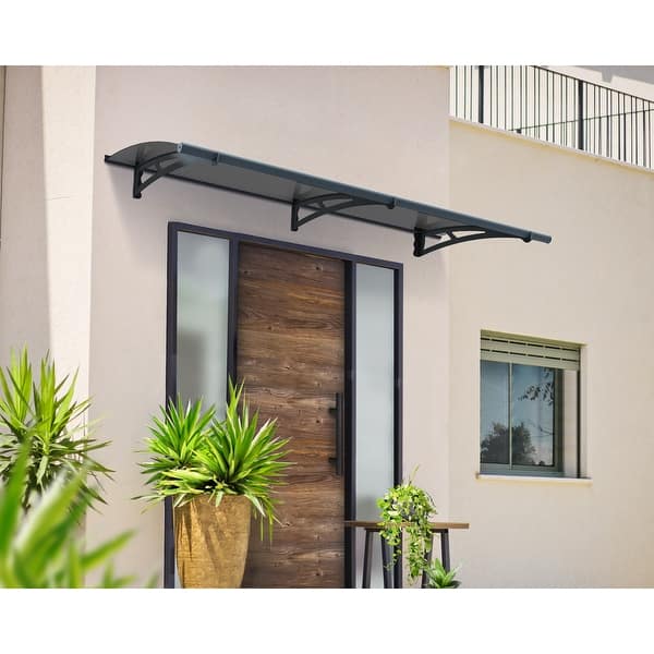 slide 2 of 14, Aquila 3 ft. x 7 ft. Gray/Solar Gray Door and Window Fixed Awning 3 ft. x 7 ft - gray