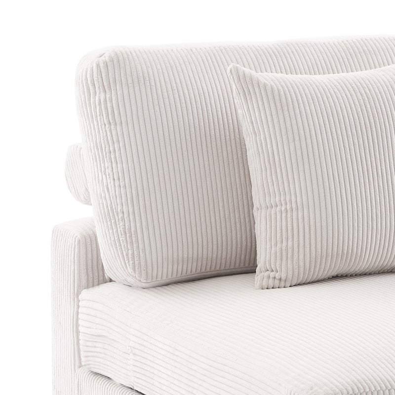 Corduroy Couch Modular Sectional Sofa with Pillows