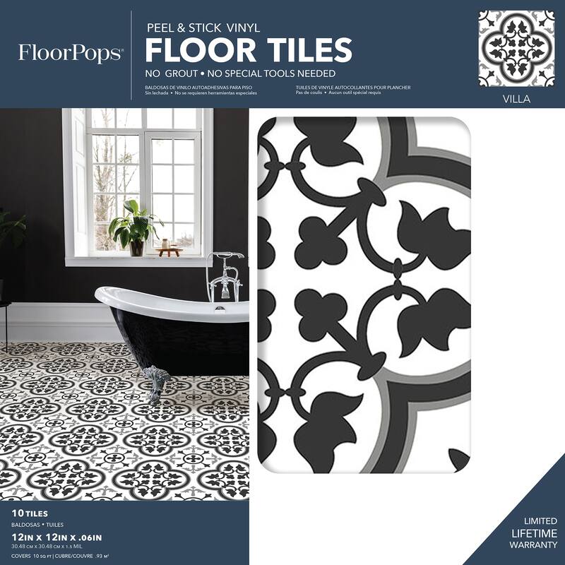 FloorPops Villa Peel & Stick Floor Tiles