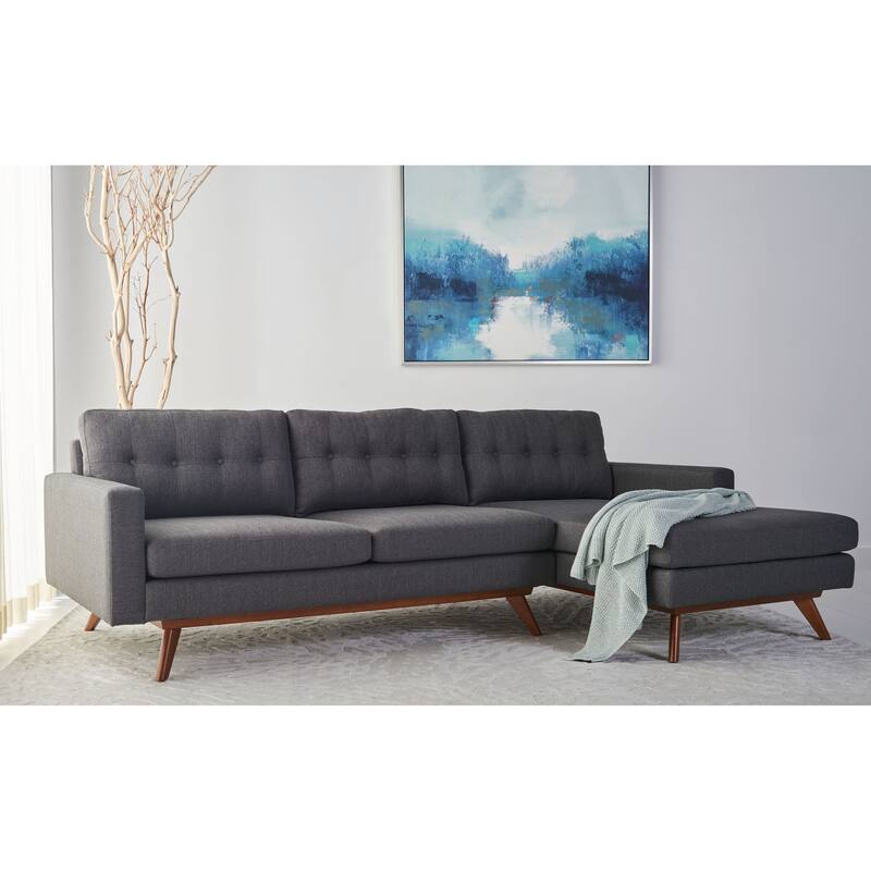 SAFAVIEH Couture Gneiss Modern Linen Sectional Sofa - 103"W x 60"D x 34"H - Slate/Grey