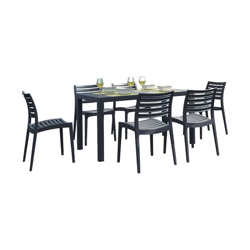 7-Piece Gray Rectangular Patio Dining Set 55"