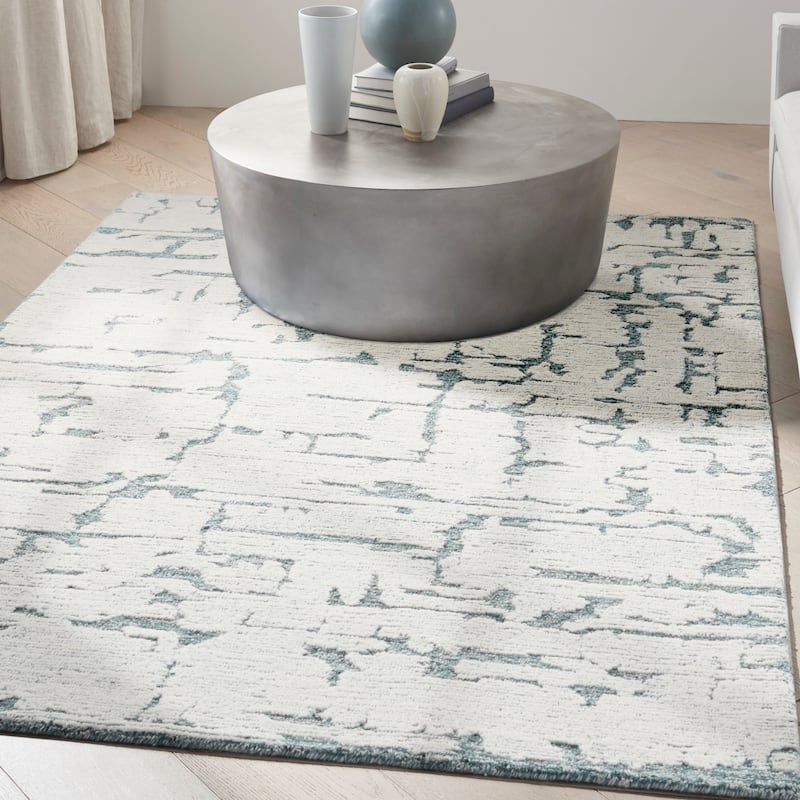 Calvin Klein Sculptural Contemporary Abstract Area Rug - 5' 3" x 7' 3" - Teal - Rectangle