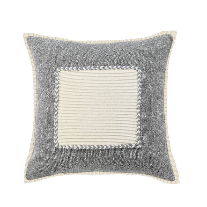 Handwoven Geometric Throw Pillow Cover - 20" - Gray and White
