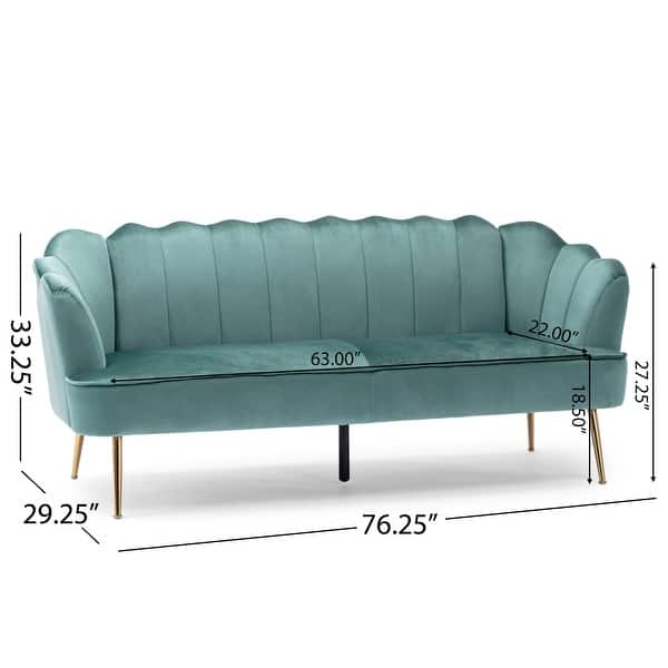 dimension image slide 2 of 6, Reitz Glam Velvet Shell Sofa by Christopher Knight Home - 76.25" L x 29.25" W x 33.50" H
