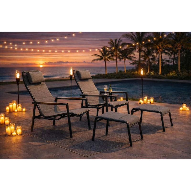 Vonn Relaxed Dark Grey 5-Piece Aluminum Outdoor Chat Set