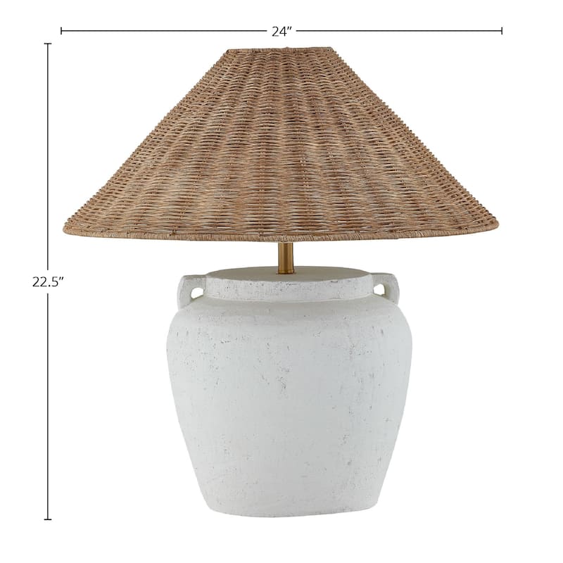 Marietta 23" Table Lamp with Rattan Shade, White