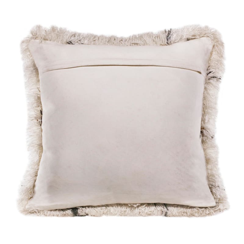 Sevita Soft Shag White/Black Diamond Polyester Throw Pillow, Set of 2