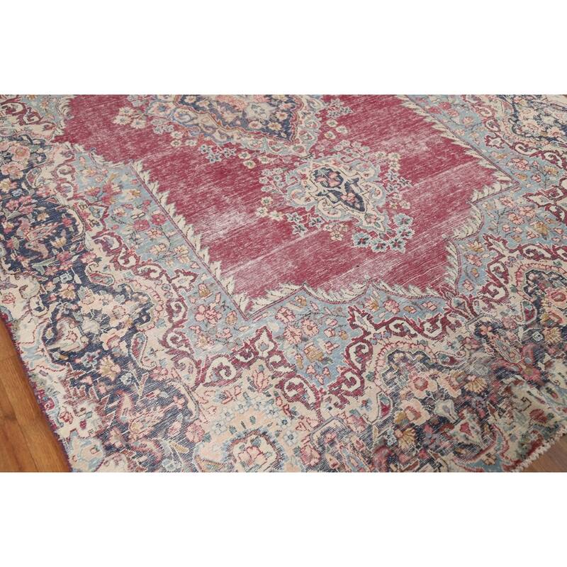 Medallion Kerman Oriental Vintage Area Rug Hand-Knotted Wool Carpet - 6'1"x 9'5"