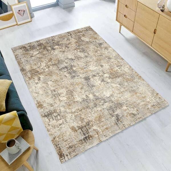 Charisma Iii Muted Gray Ivory Distressed Abstract Rug 9'X12' - 9' x 12 ...