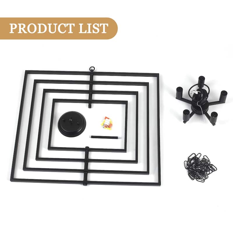 25.59inch 5 Lights Modern Chandelier with 4 Metal Frames 360 Degree Adjustable for Different Rooms