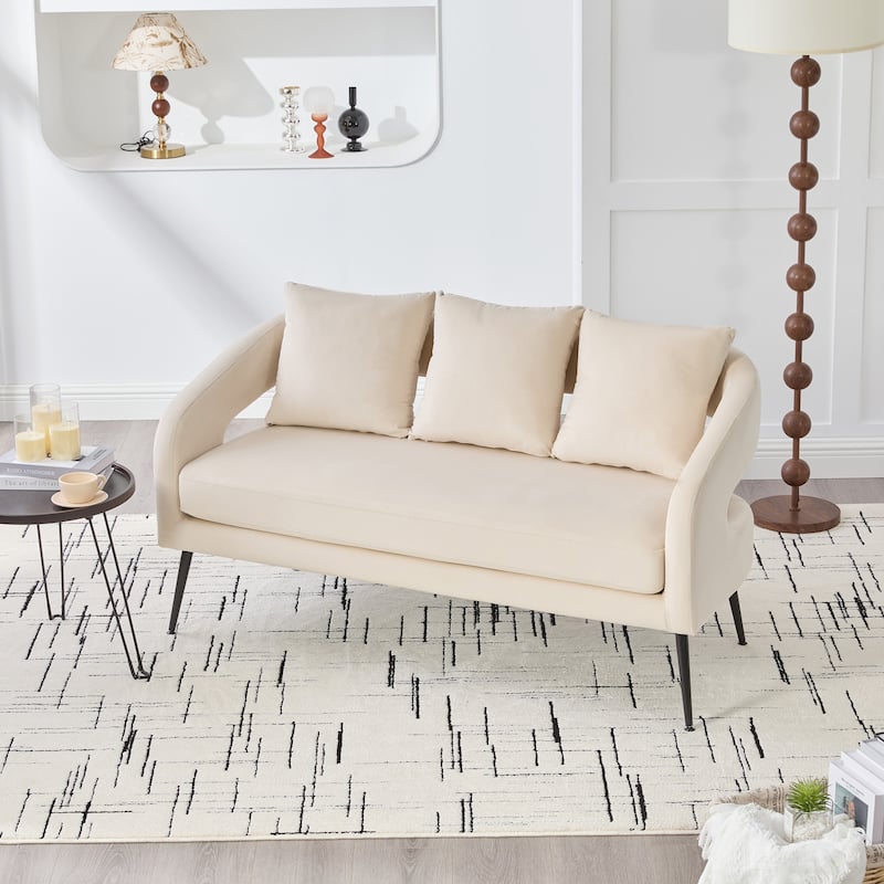 3 Piece Upholstered Velvet Living Room Furniture Set Metal Legs Open Back Charcoal Loveseat 2 Accent Chairs