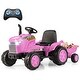 preview thumbnail 3 of 38, Gymax 2-in-1 Electric Toy Car 12V Kids Ride On Tractor w/ Trailer Pink