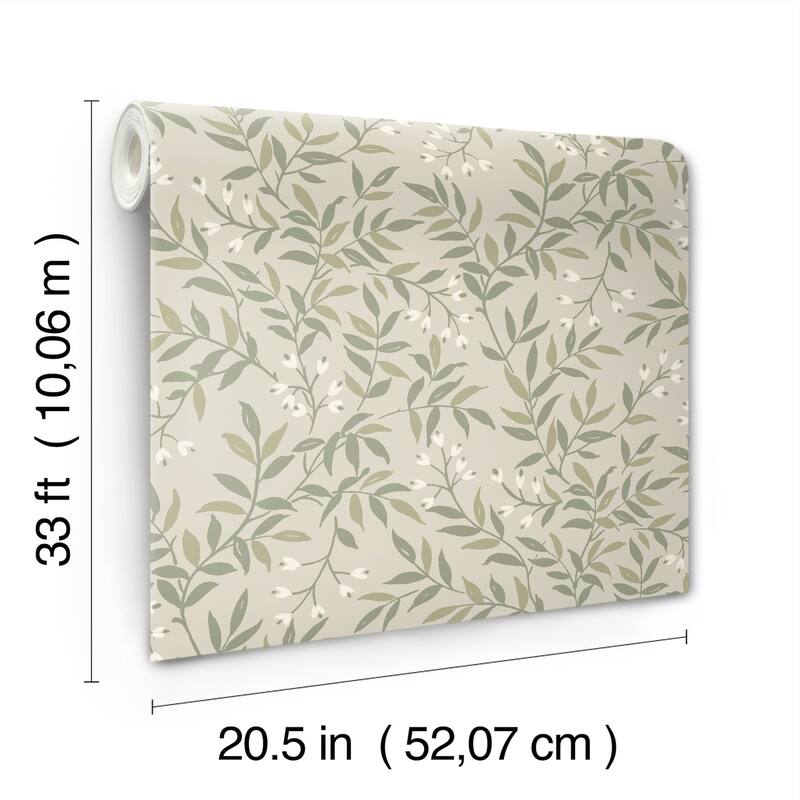 Chesapeake Senna Green Budding Vines Wallpaper