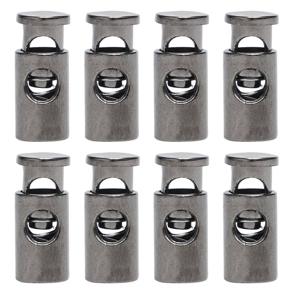 8pcs Cord Lock Stoppers Spring Toggle Fastener Organizer Silver Black - Silver Black