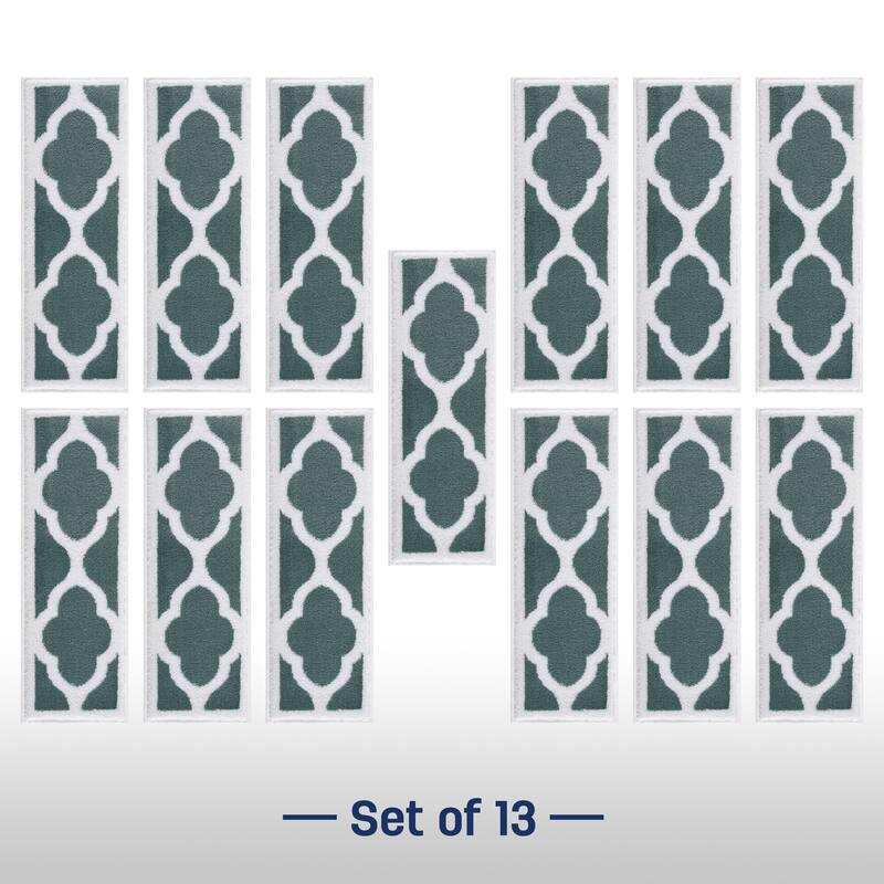 Beverly Rug Stair Treads Carpet Non Slip, Stair Carpet Treads for Wood Stairs Indoor, Trellis, 9''x28''