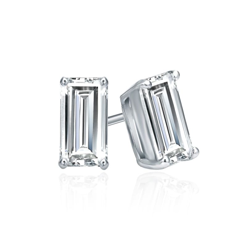 Auriya 14k Gold Lab Grown Baguette Diamond Stud Earrings 0.50 to 5.00 ct. tw. 4-Prong Basket Screw-Back (E-F VS)