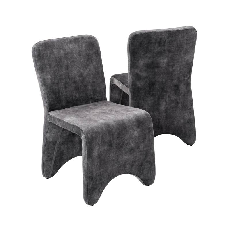 Modrest Ditka Modern Grey Velvet Dining Chair (Set of 2)