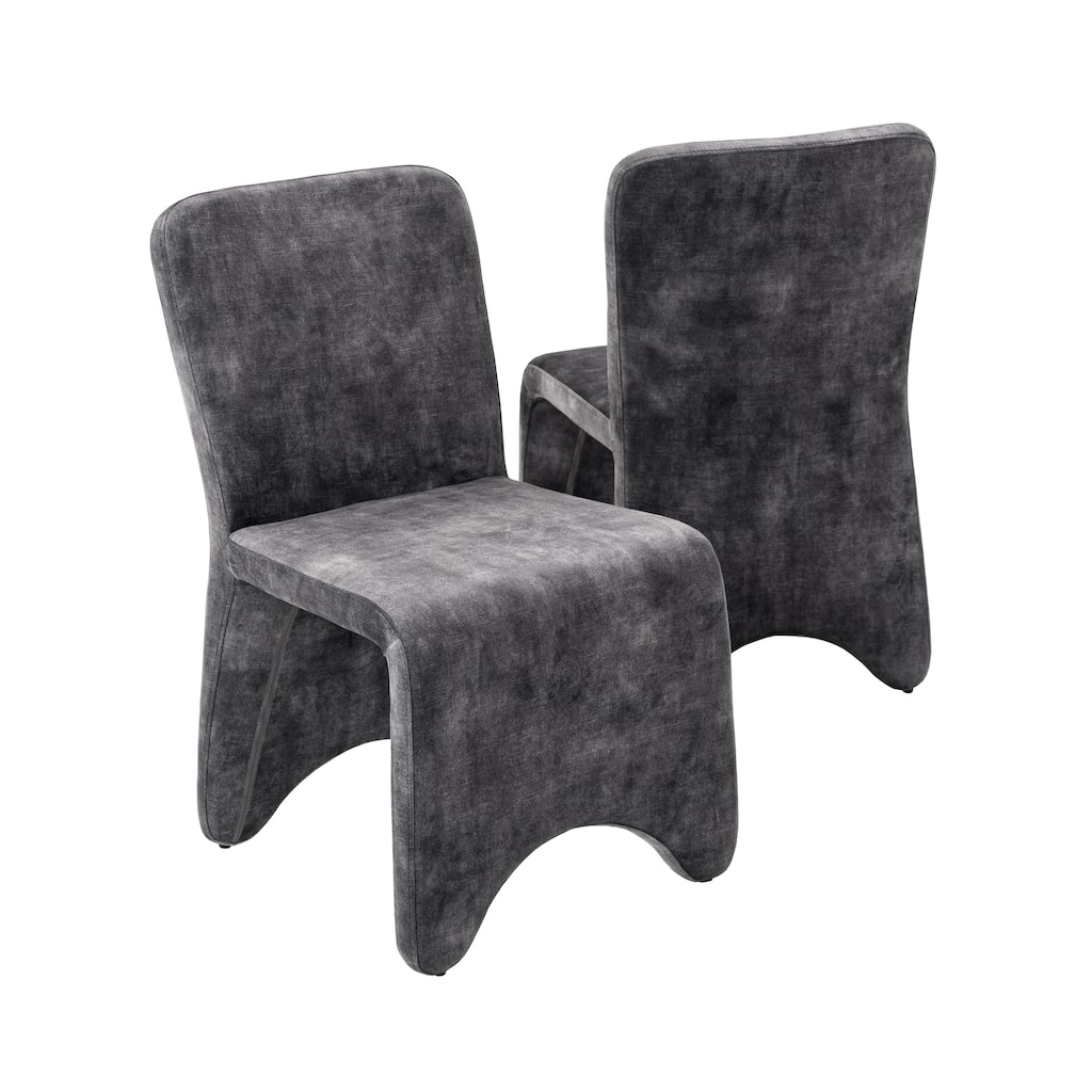 Modrest Ditka Modern Grey Velvet Dining Chair (Set of 2)
