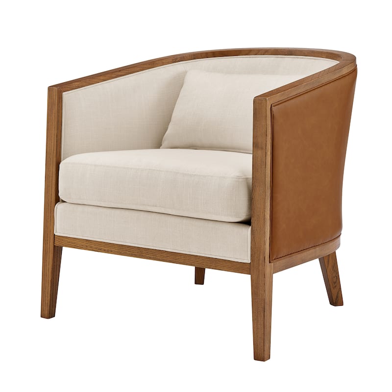NPD Furniture Tillman Faux Leather/Linen Accent Arm Chair