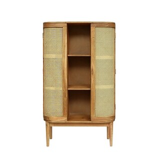 Quarrier Acacia Wood and Cane 3 Shelf Bookcase by Christopher Knight Home
