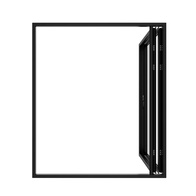 KaMic Elite-Fold 72" x 80" 2-Panel Aluminum Folding Door in Black with Hidden Hinges & Rollers, Folded Out From Right To Left