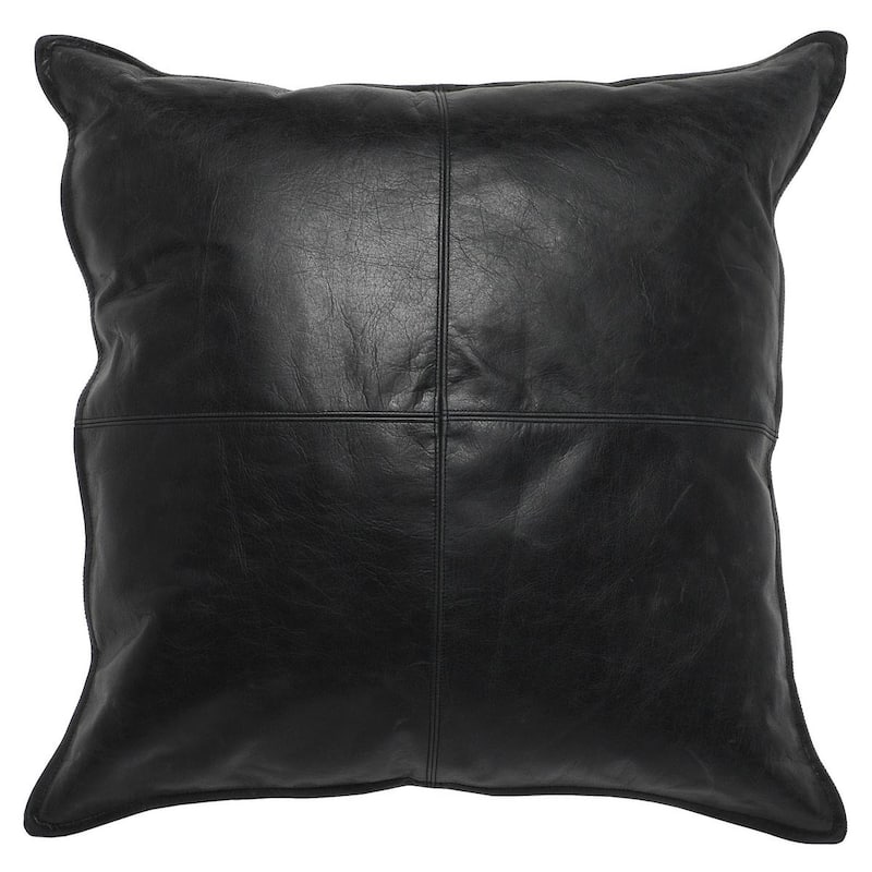 Strick & Bolton Lindi Leather 22-inch Throw Pillow - Black