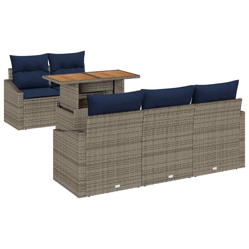 vidaXL 6 Piece Garden Sofa Set with Cushions - 70.1×24.4×27.2