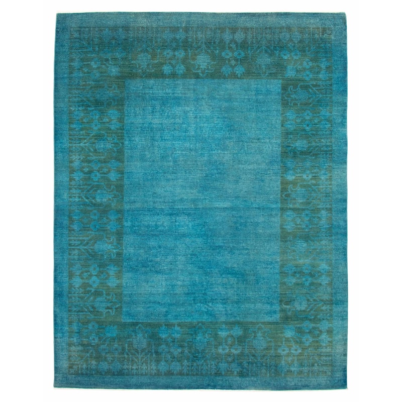 ECARPETGALLERY Hand-knotted Vibrance Blue Wool Rug - 9'0 x 11'8 - Blue - 9'0 x 11'8