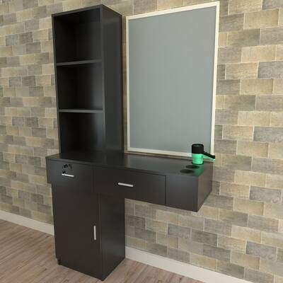 Lock Wall Vertical Beauty Salon Table Black - N/A