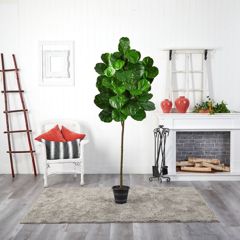 Artificial Tree 6.5Ft Tall Indoor Green Plant with Planter Base, Home Office Decor - 61 Inches and Over