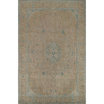 Distressed Tabriz Persian Vintage Area Rug Handmade Wool Carpet - 7'10"x 11'9"