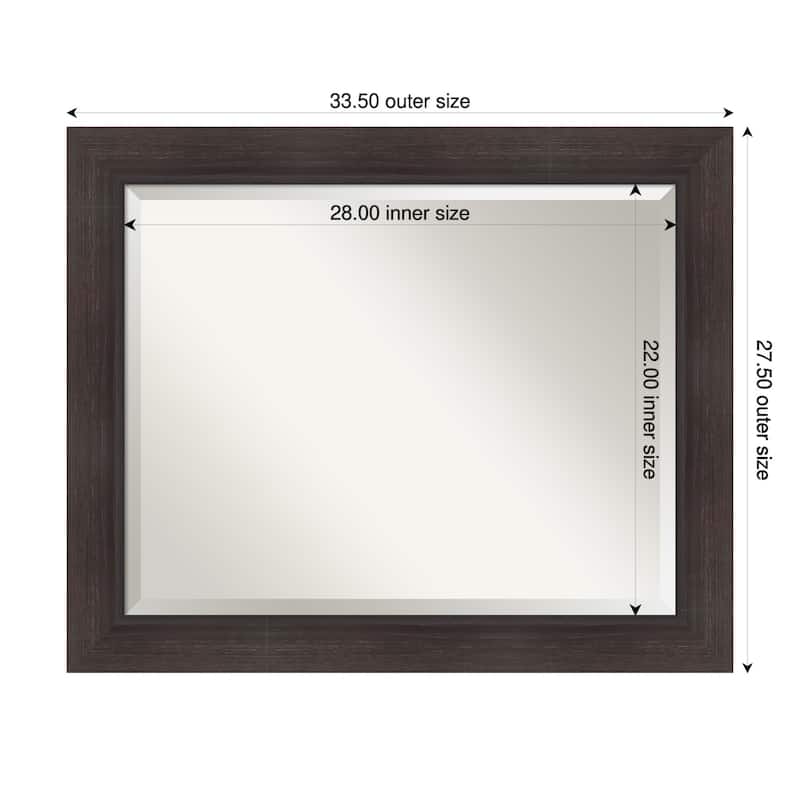 Sloped Beveled Framed Wall Mirror - 34 x 28 in - Sloped Espresso