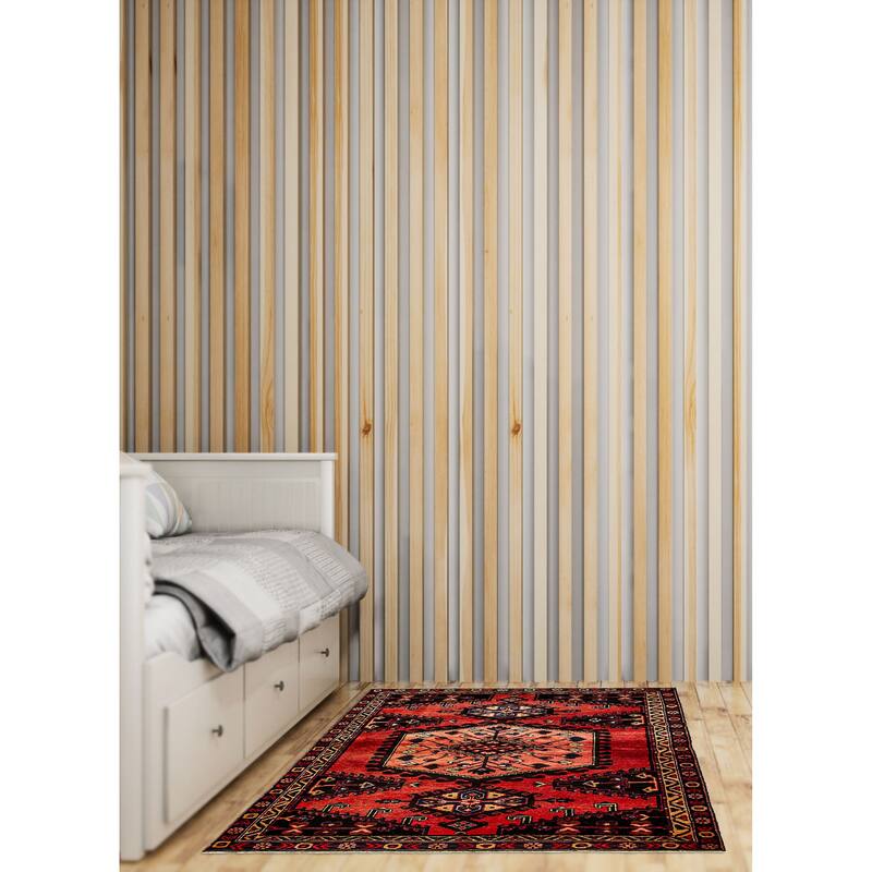 ECARPETGALLERY Hand-knotted Melis Vintage Red Wool Rug - 4'9 x 6'6