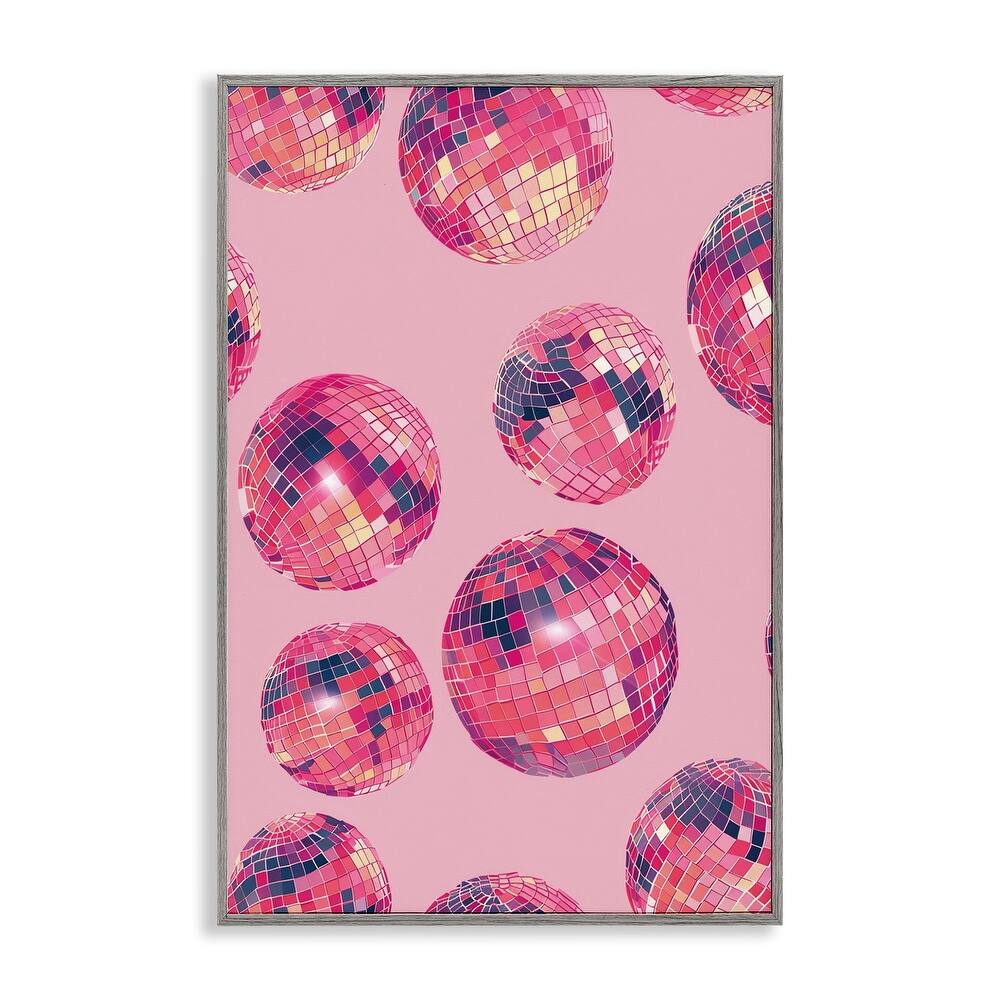 Stupell Vivid Pink Disco Pattern Framed Giclee Art Design By LSR Design Studio