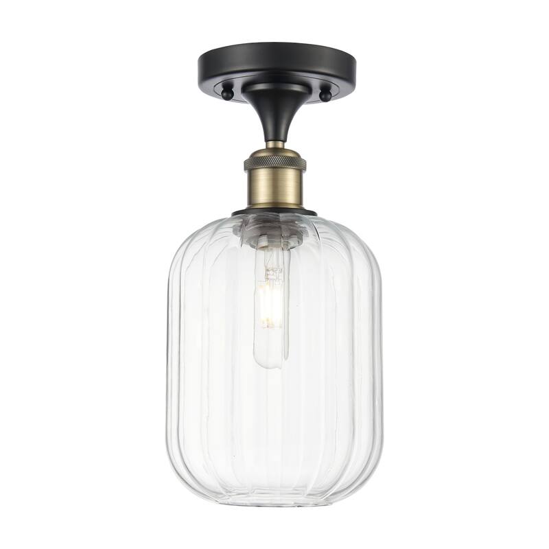 Innovations Lighting 516-1C-13-7 Preston Semi-Flush Preston 7" Wide - Black Antique Brass / Clear
