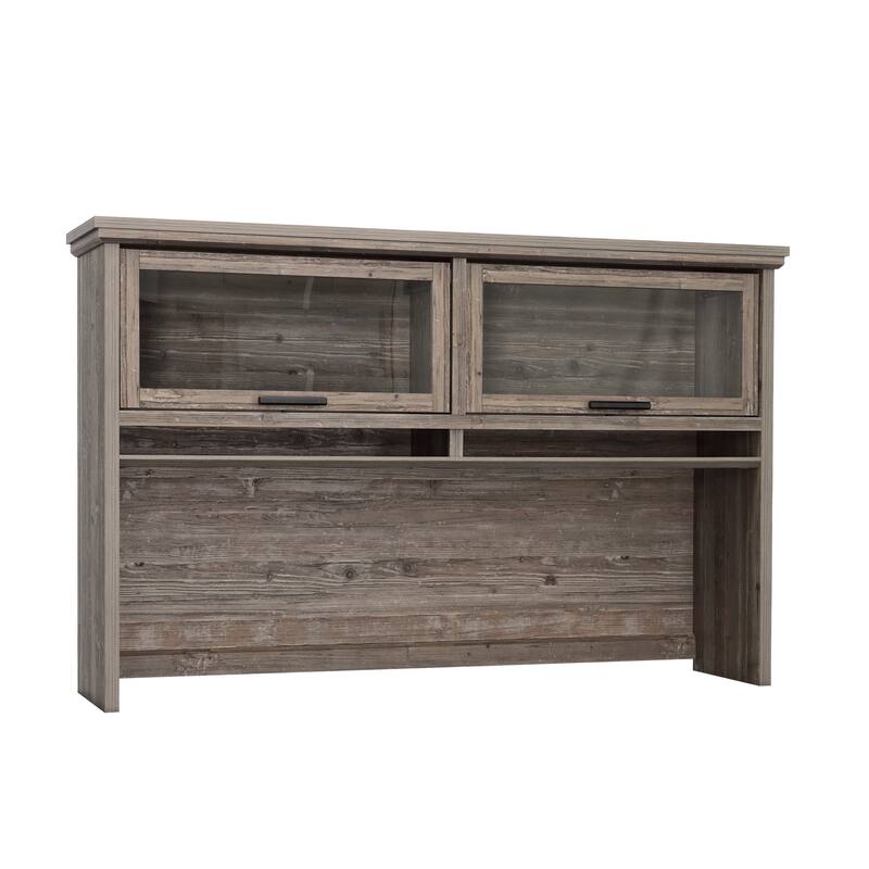 Wood Hutch with Glass Doors - Dark Brown