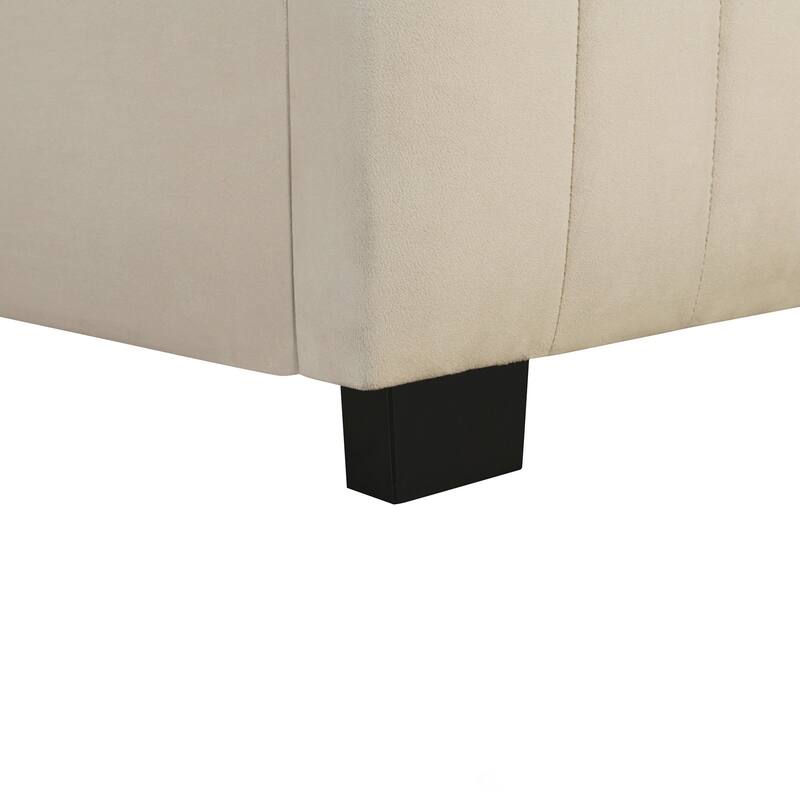 Twin Size Velvet Upholstered Platform Bed with Twin Size Trundle