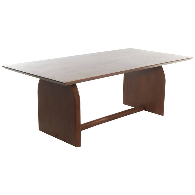 Brown Mango Wood Mid Century Modern Dining Table with Arched Legs