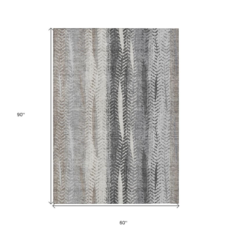 HomeRoots Botanical Leaves Transitional Rectangle Outdoor Rug