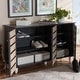 preview thumbnail 10 of 9, Contemporary 3-door Slatted Wood 14-pair Shoe Storage Cabinet