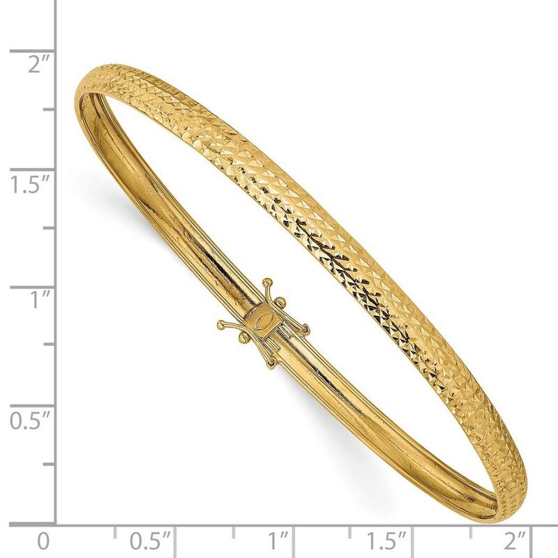 Curata 14k Yellow Gold Polished Diamond Cut Flexible Cuff Stackable Bangle Bracelet