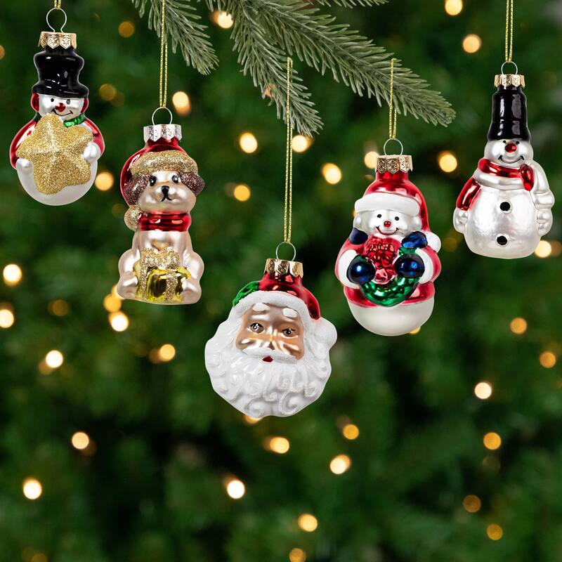 5ct Colored Festive Holiday Christmas Figurine Ornaments 3.5"
