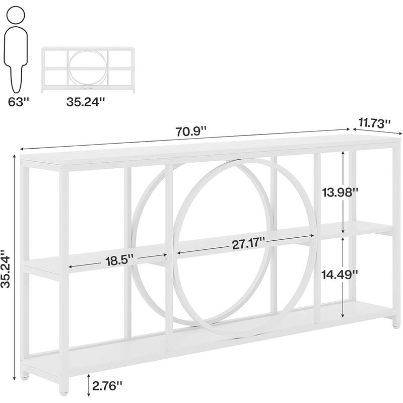70.9" Extra Long Console Table Sofa Table Behind Couch with Wood Storage Shelves Metal Frame for Entryway/Living Room/Hallway