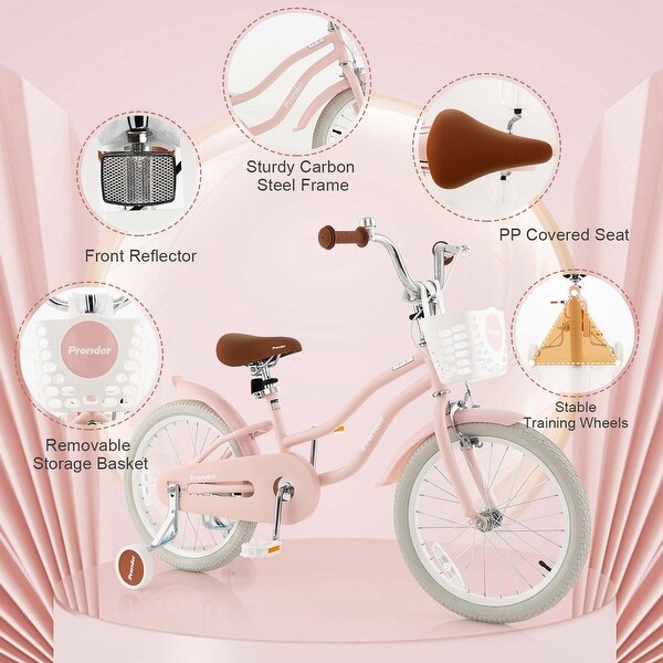 18'' Kids Bike Adjustable Bicycle w/ Training Wheel for 4-8