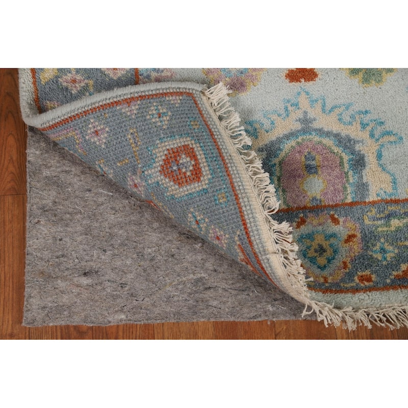 Transitional Blue Oushak Style Foyer Rug Handmade Wool Carpet - 2'7"x 5'10"