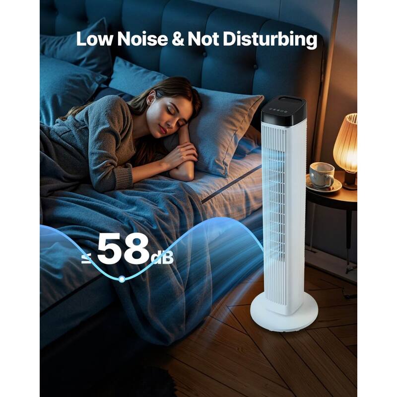 40" Tower Fan with Oscillation 3 Speeds Remote Control and Quiet Operation for Bedroom and Living Room - 12.1 x 39.2 inch