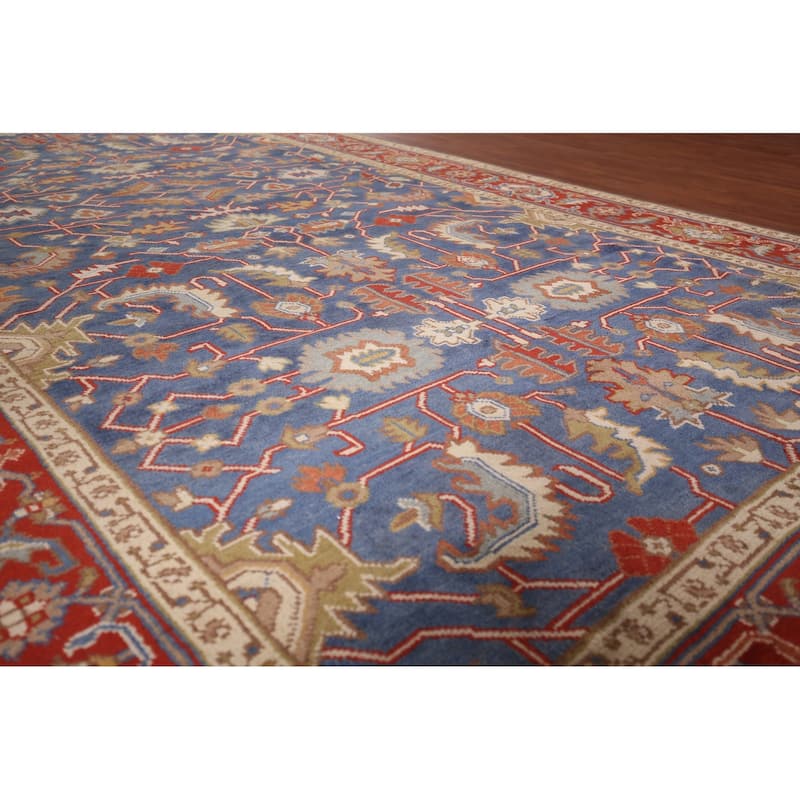 Blue Oushak Oriental Large Area Rug Handmade Wool Carpet - 7'11" X 15'9"