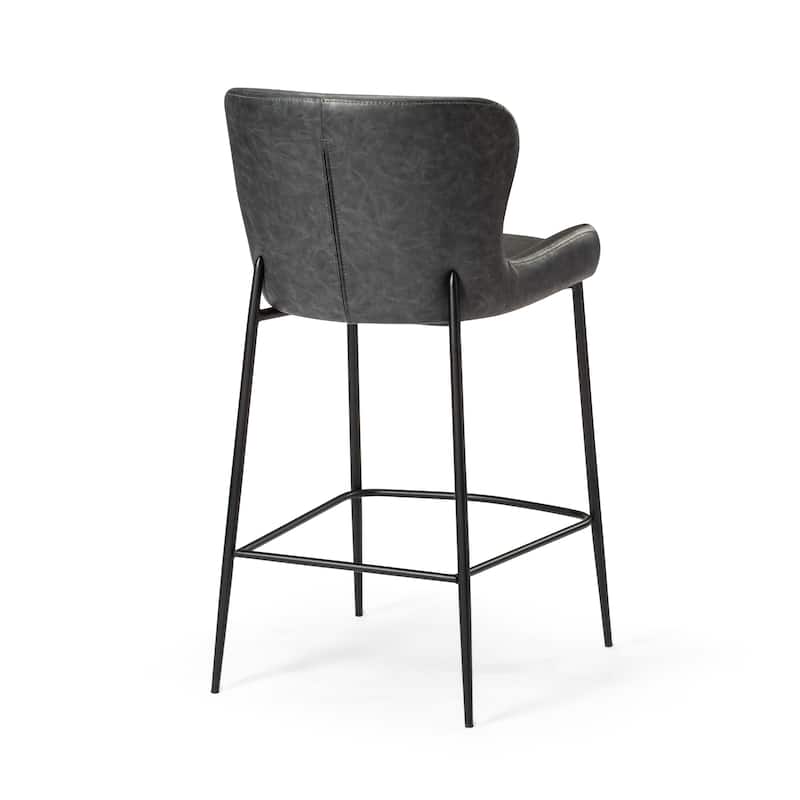 Maven Lane Naomi Metal Kitchen Stool with Vegan Leather Upholstery