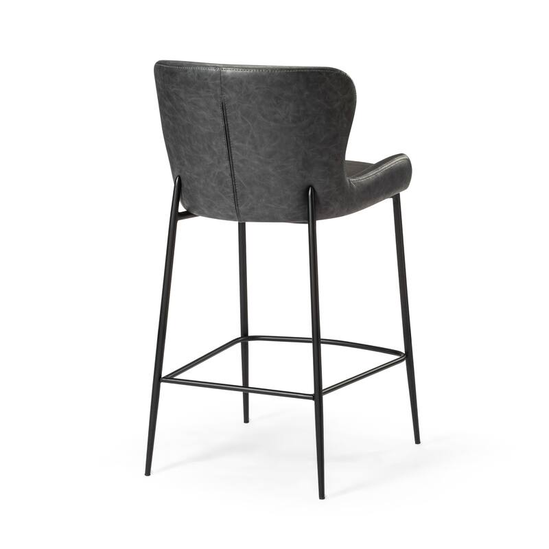 Maven Lane Naomi Metal and Vegan Leather Kitchen Dining Stool