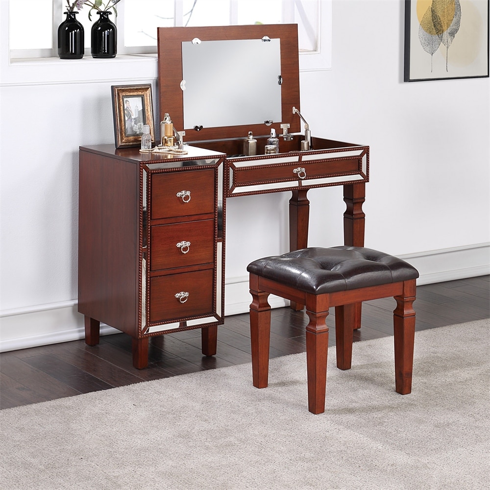 Cherry Finish Makeup Vanities Bed Bath Beyond